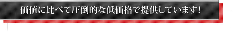 価値に比べて圧倒的な低価格で提供しています！